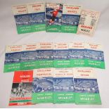 Selection of 14 England international football match day programmes from the 1950s incl. vs Wales