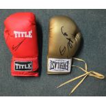 Two signed boxing gloves (signature unidentifiable)