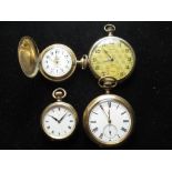 Waltham, late C19th ladies rolled gold hunter fob watch, Tempo, 1930's rolled gold open faced pocket
