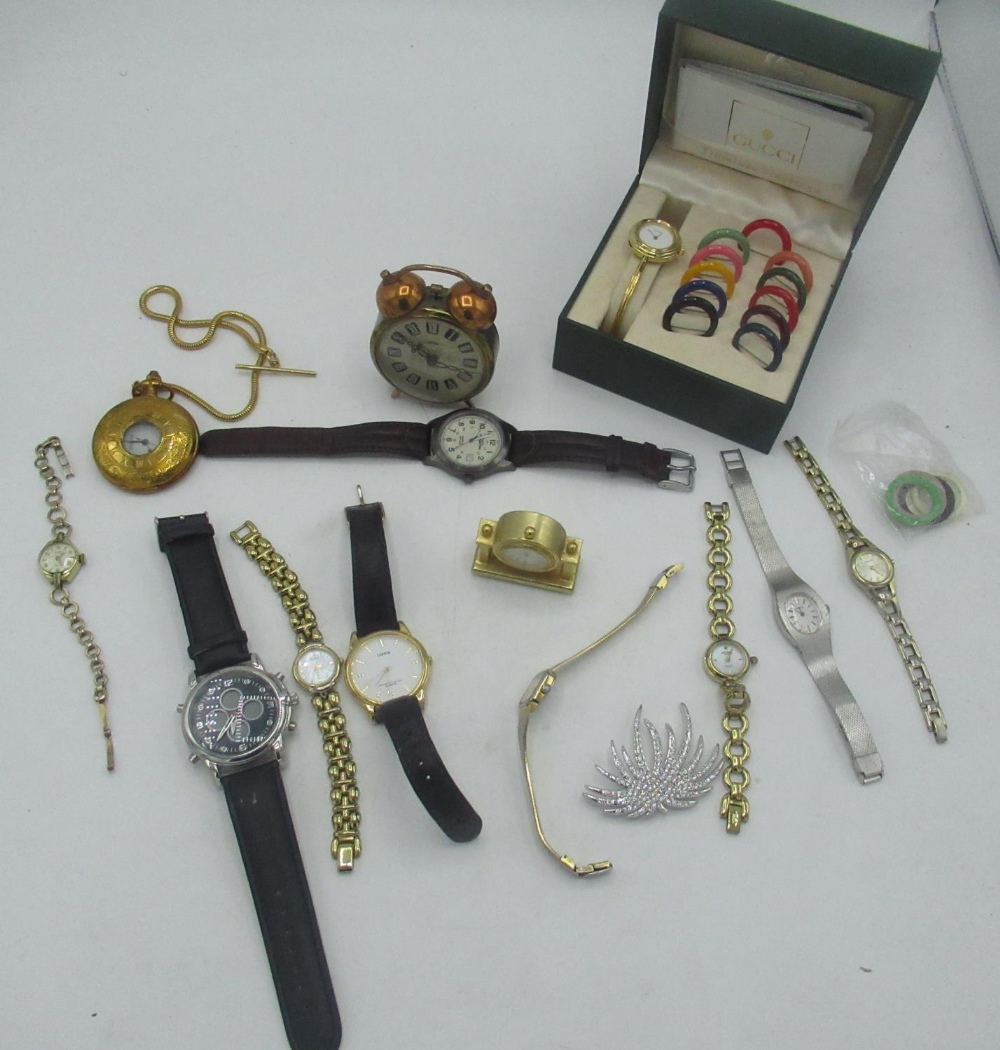 Collection of various wristwatches and miniature time pieces to incl. Timex Expedition, Gucci