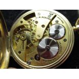 J. W. Benson, London, 9ct gold Hunter cased keyless pocket watch, hinged case back hallmarked and