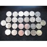 Collection of commemorative 50p coins including Beatrix Potter (24), Paddington Bear (3), Olympics
