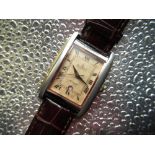 As new Poljot International automatic wristwatch with date, rectangular stainless steel and gold