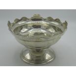 Hallmarked Sterling silver pedestal bowl with scalloped edge (maker unknown), Birmingham, H12cm,