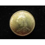 Victorian 1891 sovereign jubilee head with St George and the Dragon back