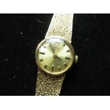 Ladies Tudor Royal 9ct gold cased wristwatch on matching integral bark effect bracelet, clasp end