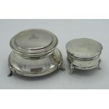 Geo.V hallmarked Sterling silver ring box with velvet pleated interior on Cabriole legs by Charles S