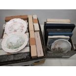 Large collection of collectors plates, including a set of four Royal Doulton Wind in the Willows