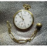Garrard gold filled pocket watch, case back with inscription BR North Eastern Region H Bastow 45