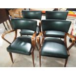 Set of four Benchairs bent framed office type elbow chairs with curved backs and upholstered seats