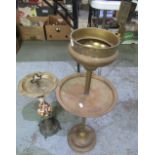 Heavy brass column table lamp on stepped square base