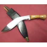 Late C20th Kukri in original leather sheath complete with Karda and Chakmak