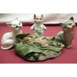 Beswick White kitten model 1436, a later Royal Doulton kitten of same shape in grey, a Royal