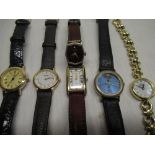 Rotary ladies quartz wristwatch, gold plated case on matching bracelet with mother of pearl dial,