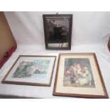 Black Sheep Brewery pub mirror, Victorian print of a St Bernard with three children and three cats