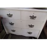 Edwardian white painted walnut chest of two short above two long drawers, on square supports with