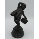 After D. H. Chiparus cast bronze model of a girl, on stepped circular base, H26cm