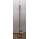 Geo. III style gilt metal floor lamp, brass fluted column on circular beaded base and three paw