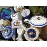 Selection of ceramics to include Ringtons commemorative teapots, Bunnykins cup and bowl, green