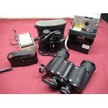 Pair of Prinz 8x30 binoculars, pair of Revue 20x50 binoculars, Canon EX Sureshot camera, Kodak