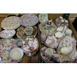 Large collection of chintz ceramics including egg cups, plates, cups and saucers, biscuit barrels,