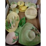 Selection of various Carlton ware ceramics, including jam pots, jugs, leaf design plates, etc