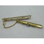 9ct gold hallmarked tie pin, stamped Italy 9K.375, Edwardian 9ct gold hallmarked seed pearl and blue