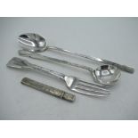 Selection of small hallmarked silver item including long rat tail spoon with art deco style engraved