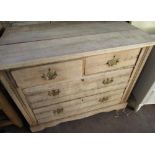 Edwardian stripped walnut chest of two short above two long drawers, with brass handles, W100cm