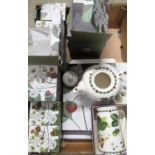 Selection of Antoine Poiteau strawberry pattern porcelain including teapot, jug, jar, mugs etc