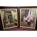 'Azalea in a Chinese bowl' & 'The Hallway' pair of prints, 70cm x 55cm (2)