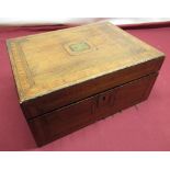 Late C19th walnut inlaid folding writing slope, W30cm