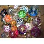 Large collection of assorted glass paperweights, including one by Langham and another by
