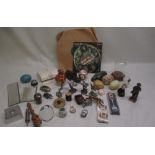 Selection of various small collectables to include Chinese Canton silver top from a walking stick,