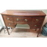 Geo. III style mahogany bowfront kneehole sideboard, with drawer and two doors on square tapered