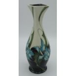 Moorcroft pottery vase in the Sea Holly pattern as designed by Emma Bossons, H21.5cm