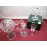 Galway Irish Crystal boxed candelabra, a cut glass mushroom shaped lamp and a large collection of