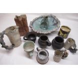 Glazed earthenware art pottery fruit bowl D34cm, glazed earthenware art pottery vase with plaited
