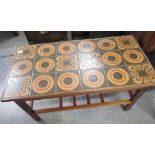 c1970s Retro teak tile top coffee table, W94cm x D48cm x H48cm