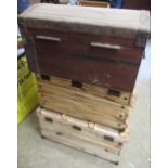 Near pair of hand crafted boxes in chest form, W37cm, small table box in chest form (3)