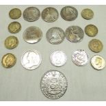 Selection mixed coinage to include eleven silver plated pennies and half pennies Geo. V to ER. II,