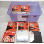 Collection of Philips and other magnetic tape reels, mostly boxed