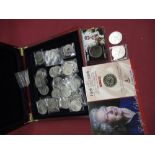 Collection of Royal Commemorative crowns, including Queen Elizabeth II 2006 birthday crown,