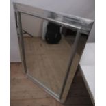 Contemporary wall mirror, bevelled plate in mirrored frame