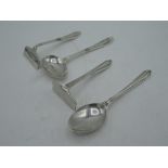 Two pairs of hallmarked silver baby feeders and spoons, Sheffield 1920 and Sheffield 1949, Pinder