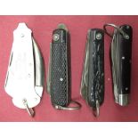 Official British Army clasp knife, two folding jack knives and a reproduction SEMS TL-29 (4)