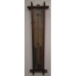 Victorian oak cased Admiral Fitzroy barometer glazed front with paper registers and thermometer,