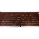 Alfred Moodie wooden Ale house proprieters sign painted in gilt on burgundy background, H30cm x