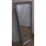 Silvered framed dressing mirror, bevelled plate in silver frame, W122cm H39cm