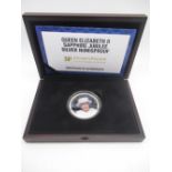 ER.II Sapphire Jubilee Silver proof 2oz Numis Proof .925 silver coin in fitted case with COA 89/495